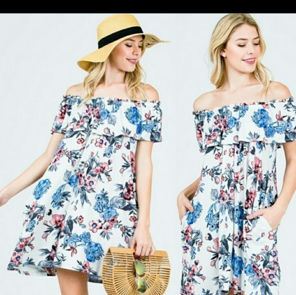 FLORAL OFF SHOULDER DRESS - Picture 2 of 7